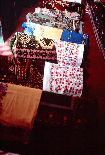 Covered coffins, mosque, Istanbul, Turkey